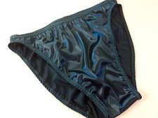 Mens Hi Rise Brief Teal Light Weight Secret Stretch Satin M handmade USA
