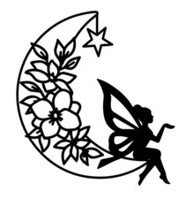 Moon Fairy And Flowers Decal Stickers Choose Your Size And Colour