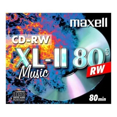 Maxell CD-RW Music XL-II Blank Rewritable Discs 80 Mins 1-4x Speed in Jewel Case