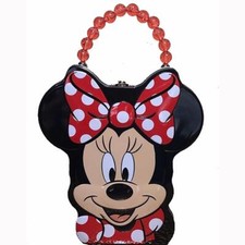 Minnie Mouse Face Metal Lunch Tin Purse Red White Polka Dots Birthday Party New