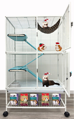 31''Lx19''Wx54''H Double Unit X-LARGE Cage 1/2-inch Bar Ferret Hammock Rat Squirrel