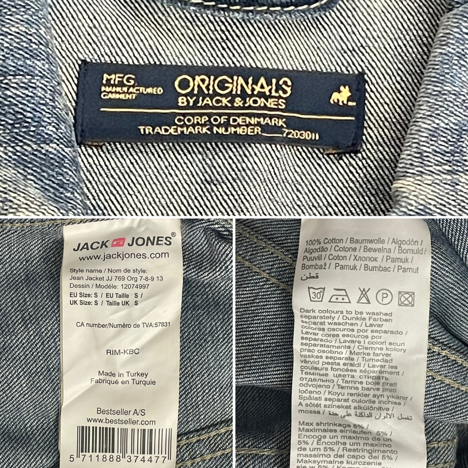 Jack & Jones Blue Washed Denim Jacket Size S image 2