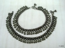 Vintage Antique tribal old silver anklet feet bracelet ankle chain handmade