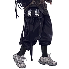 Niepce Men's Japan Kanji Urban Joggers Cyberpunk Techwear Straps Pants