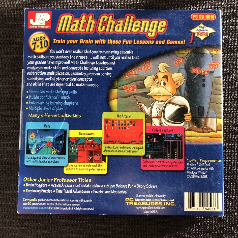 Junior Professor High Achiever Kids Math Challenge Pc Cd Rom Ages 7-10  - Image 3 of 4