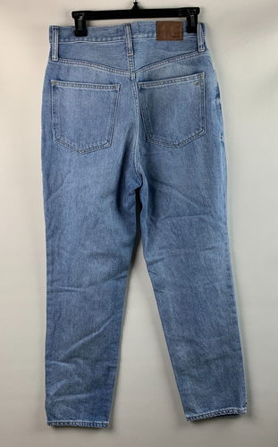 Madewell Momjean Knee Rip Blue Medium Wash Zip Fly Button 5-Pockets Size 28 - Picture 2 of 13
