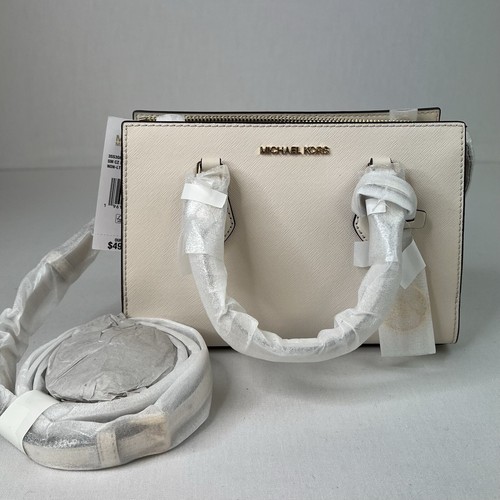 Michael Kors Small Crossbody Bag Messenger Satchel Handbag Purse Light Cream - Picture 3 of 8