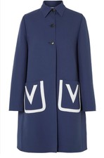 Valentino Garavani Navy 100% Virgin Wool Coat Size Uk12/us8