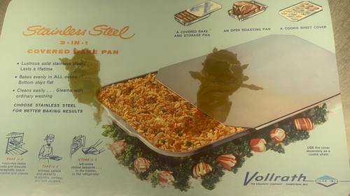 Vintage Vollrath Bake and Roast Covered Pan Stainless Steel,16”x 11” x2" NEW - Picture 2 of 12
