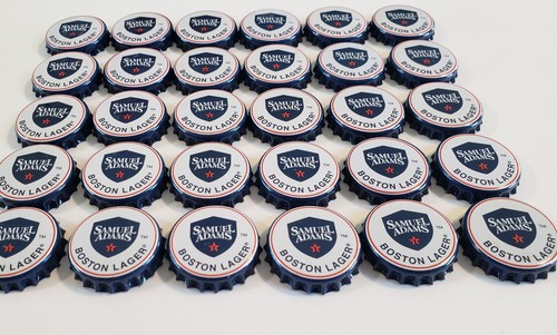 100 Sam Adams Boston Lager White Beer Bottle Caps Crown Crafts CRIMPED - Picture 3 of 10