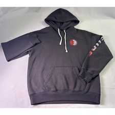 Billabong Hoodie Medium Black Sun Wave Logo Skate Streetwear Surf Sleeve Hit M