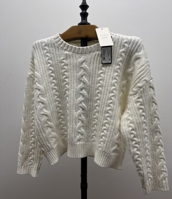 Gianni Bini Sweater Women's Ivory Cable Knit  Size Large, New.