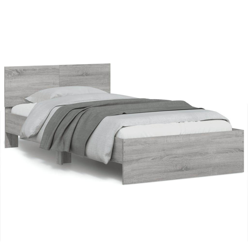 vidaXL Giroletto Testiera Grigio Sonoma 100x200 cm Legno Multistrato