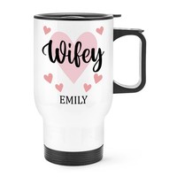 Personalisiert Wifey Reisetasse Tasse Griff Weiß Liebe Ehefrau Geburtstag Lustig