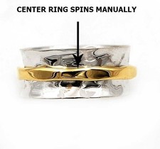 Two Tone Meditation Spinner 925 Sterling Silver Band Ring Jewelry Sz 7.5 @B19-3