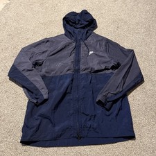 Nike Jacket Mens Large Blue Hooded Full Zip Running Windbreaker Colorblock