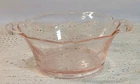Vtg Pink Depression Glass Dish Handles Etched Flowers Bubbles In Glass Granny
