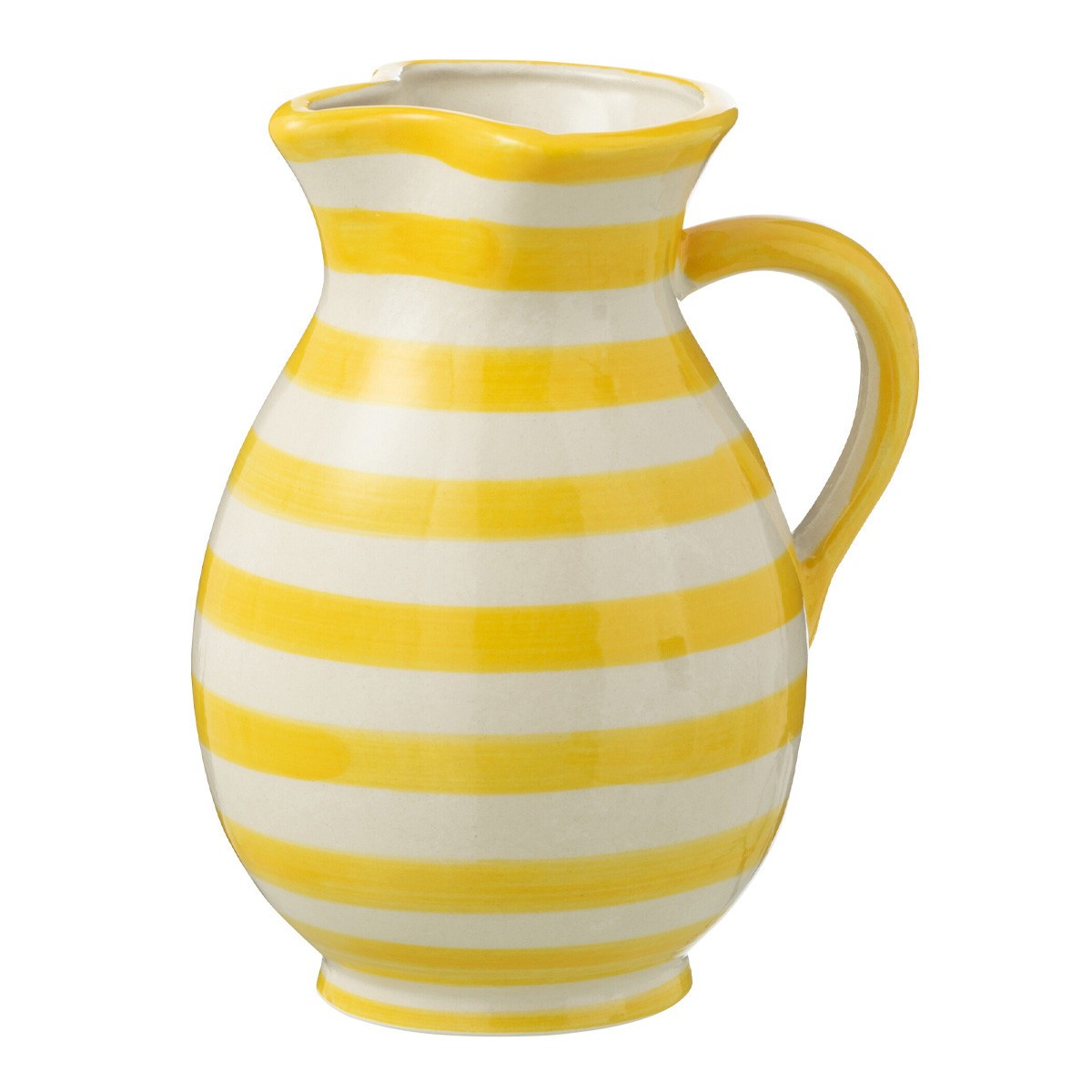 Pichet en céramique Granada Rayure 1,6L jaune pour service de table artisanal