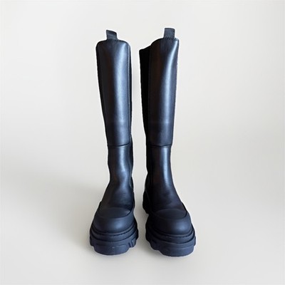 GANNI 50mm Leather Knee High Boots Black EU 39 / US 9   Worn Once   With Box