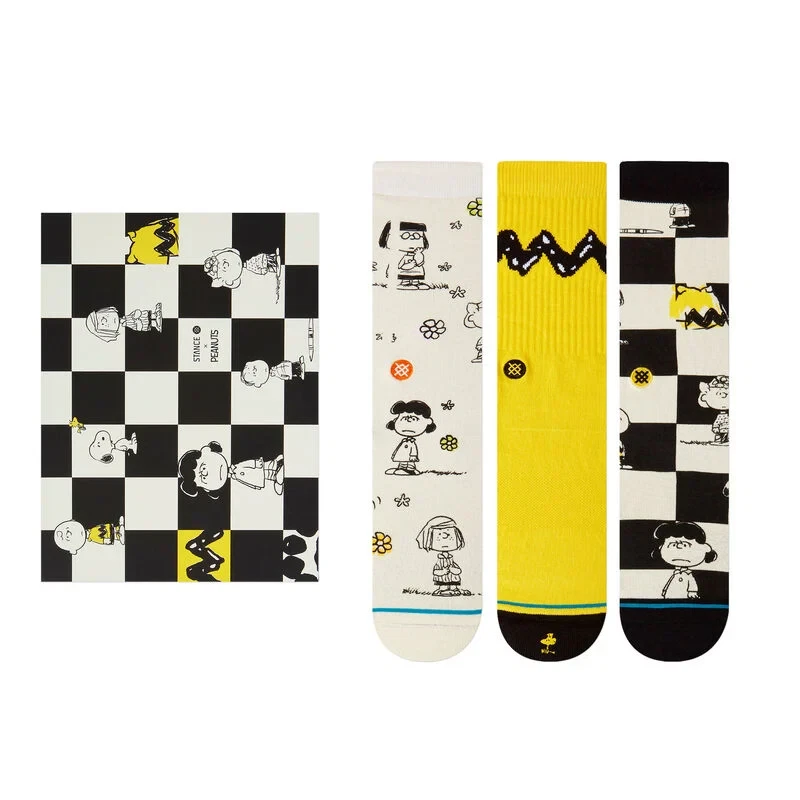 Stance Adult 3 Pk Multicolor Crew Cotton Charlie Brown Peanuts Box Set Sz L 9-13