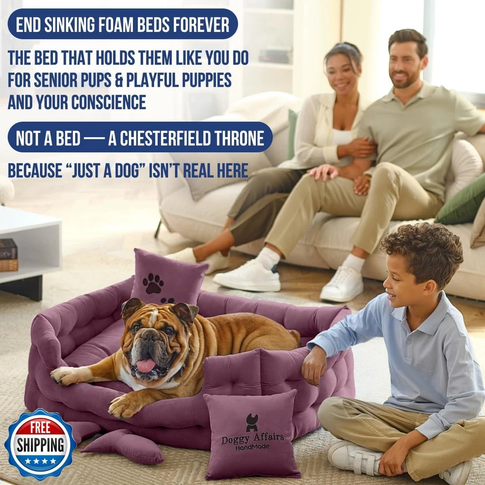 Cama artesanal de lujo para perros - Sofá Royal Chesterfield para perros y gatos | Pre Foto 2 de 4