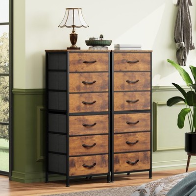 WLIVE Tall 6-Drawer Fabric Dresser, Chest of Drawers, Wood Top, Metal Frame  | eBay