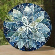 1pc Elegant Vintage Mandala Flower Metal Wall Art - 8x8 Inch Round Aluminum Sig