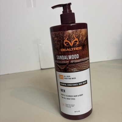 REALTR3e Mens 3-In-1 SANDALWOOD Shampoo/Body Wash/Conditioner 30ozk