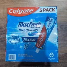 Colgate MaxFresh w/Whitening Breath Strips Cool Mint Toothpaste 7.3 oz - 5 Pack