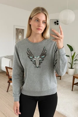 Pull sweatshirt en coton Les petites broderie strass pierres aigle eagle 165 EUR - Photo 1/4