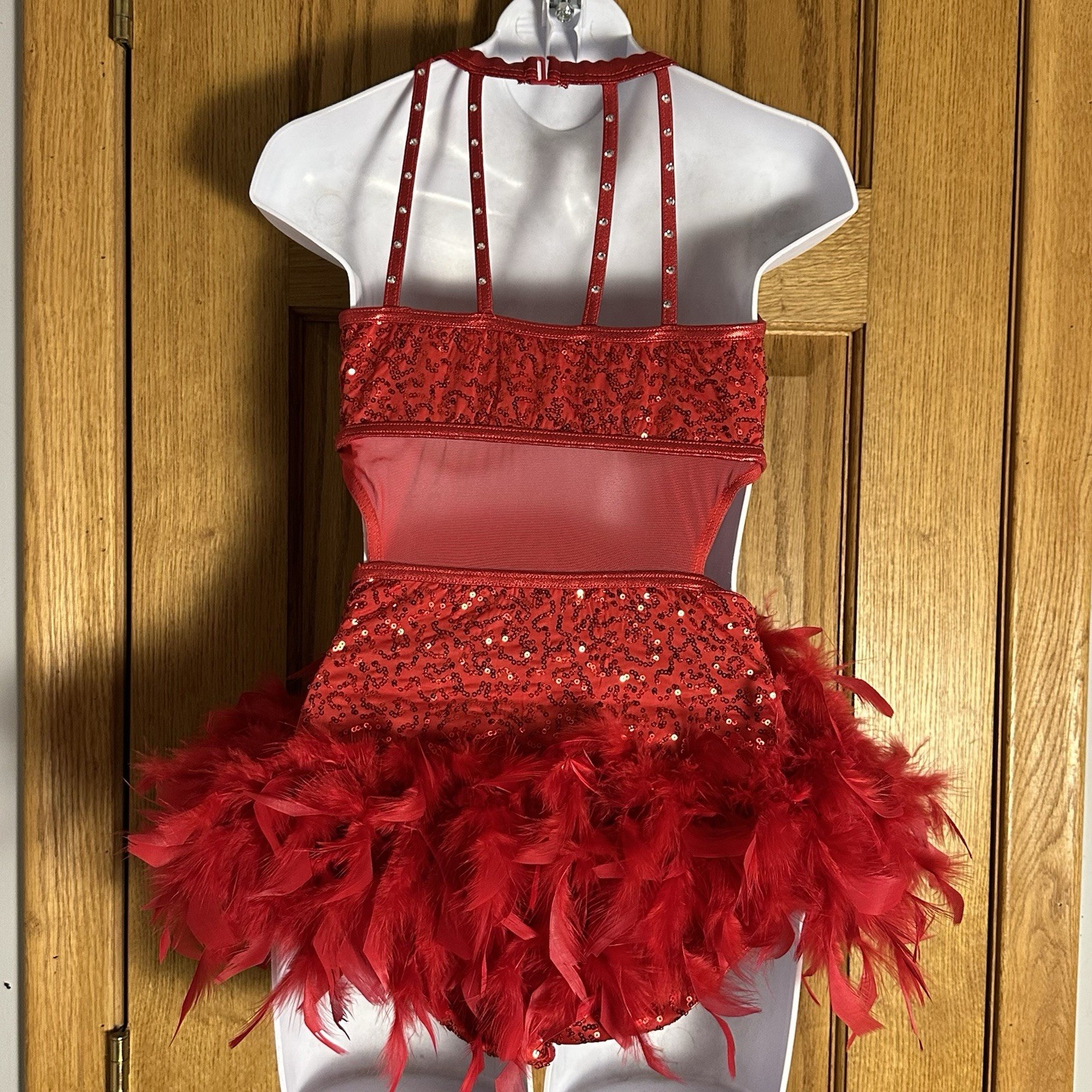 Balera Performance Strappy Red Sequin Leotard Fea… - image 4