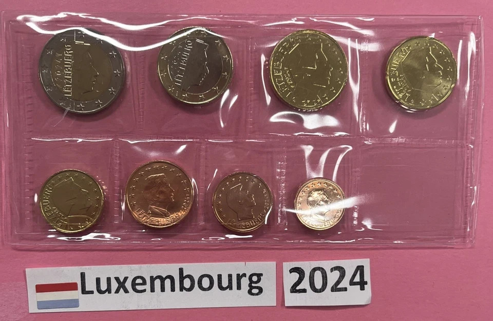 Série de 8 pièces Luxembourg 2024 de 1 cnt à 2 euros Neuve