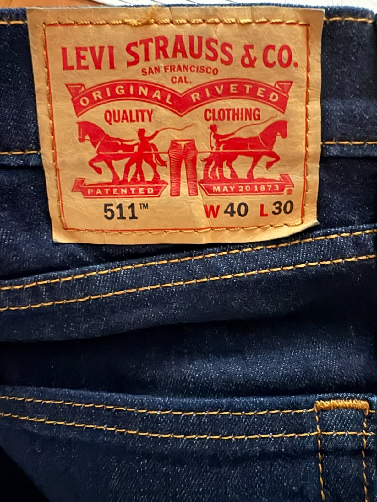 Levi's 511 Slim Fit Men's Jeans 40x30 Dark Hollow Dark Wash Stretch #04511-1042 thumbnail 3