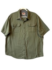 Wrangler Fit For Comfort Short Sleeve Pocket Green Button Up Shirt XL Workwear