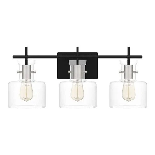 Quoizel Pensbury 3-Light Bathroom Vanity Light Matte Black Open Box - Picture 1 of 3
