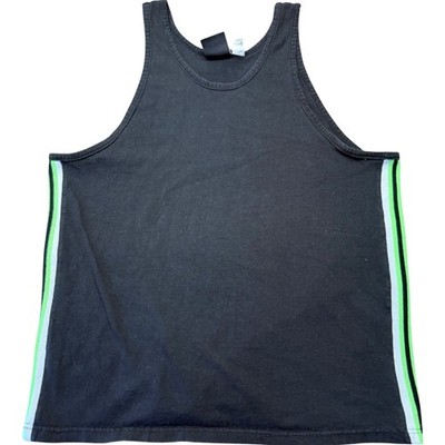 Rush Brand Tank Top Mens Medium Black Excellent Side Stripe Muscle Tee
