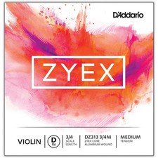 D'Addario Zyex Series Violin D String 34 Size