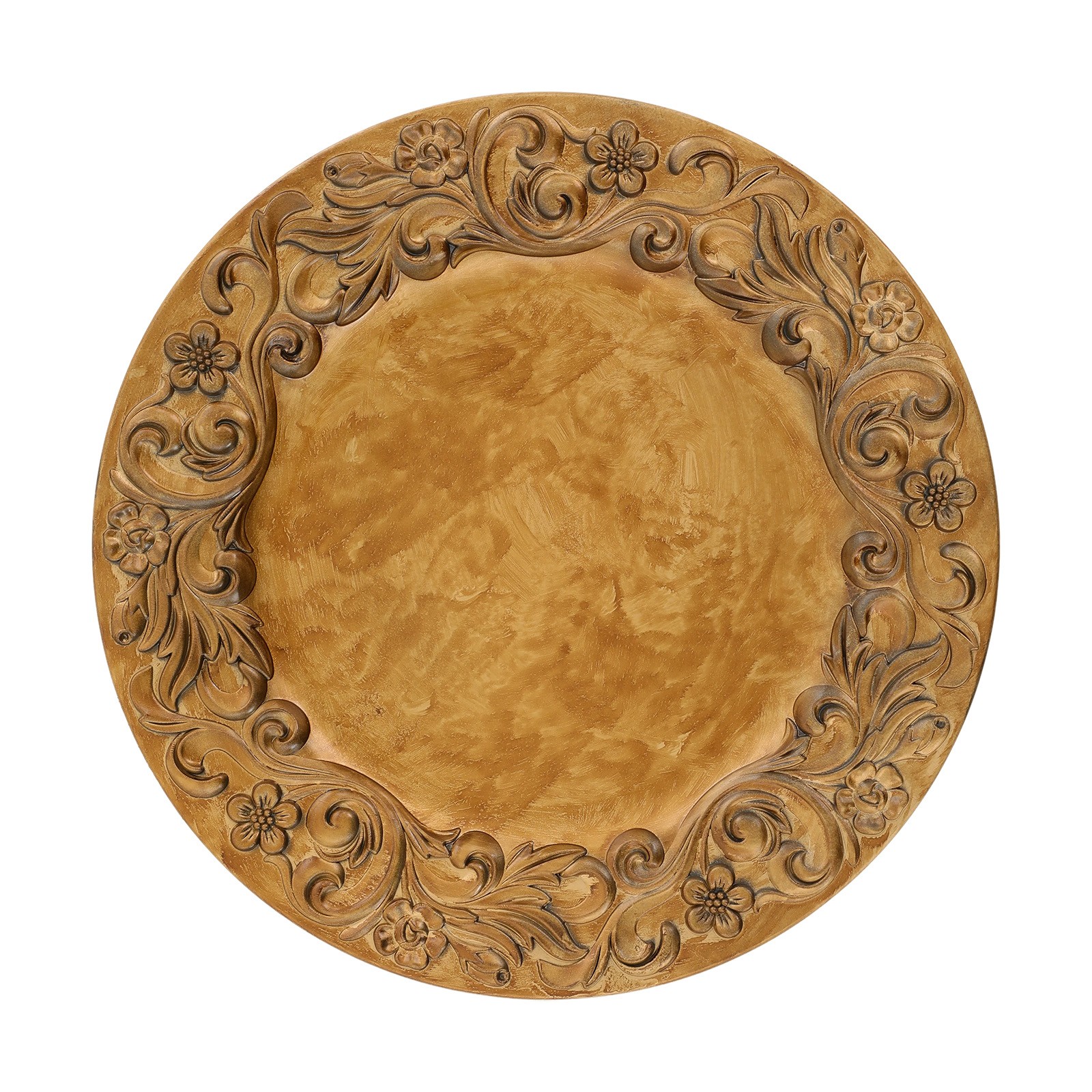 100 Pcs Antique Charger Plates Plastic Dinner Plate Decorative Chargers Gold