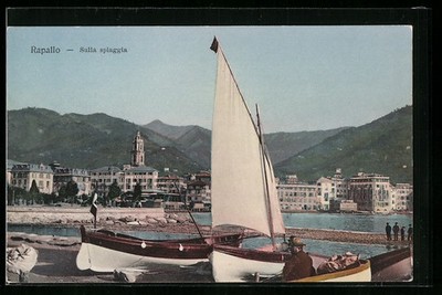 Rapallo, Sulla spiaggia, postcard 