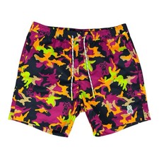 Psycho Bunny Shorts Men's Small Camo AOP Logo Board Swim Trunks Drawstring