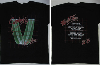 SURVIVOR VITAL SIGNS 1984-1985 TOUR Black Cotton T Shirt Size S-5XL
