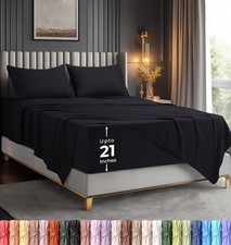 Queen Size Extra Deep Pocket Sheet Set Fits Mattresses Up to 21 inches