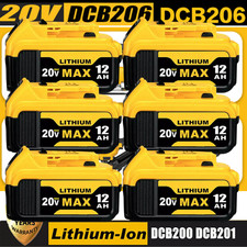 Pack 12.0AH For DeWalt 20V 20 Volt Max XR Lithium Ion Battery DCB206-2 DCB205-2