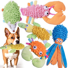 5 Pack Dog Squeaky Toys Bulk Set,Puppy Teething Chew Pet Dog Toy for Large Mediu