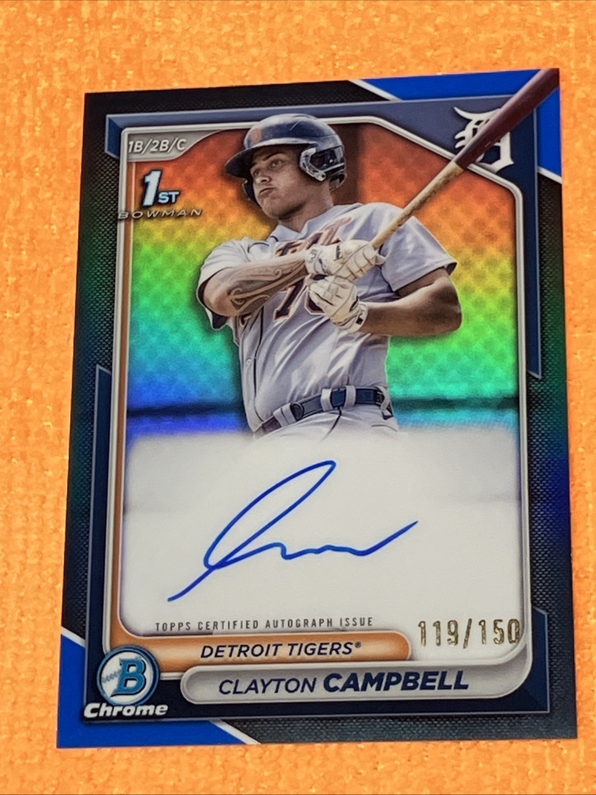 /150 Clayton Campbell 1st AUTO 2024 Bowman Chrome #CPA-CCA TRUE BLUE REFRACTOR