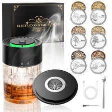 Electric Whiskey Smoker Kit with 6 Wood Chips,for Cocktails, Whiskey, Bourbon