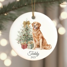 Personalized Red Golden Retriever Christmas Ornament Custom Name Christmas Ke...