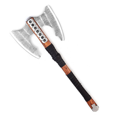 Medieval Viking Double Bladed Battle Axe Hand Forged Carbon Steel Reenactment