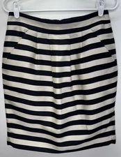 Banana Republic Black Striped Pleated Pencil Skirt Tulip Women’s 4 Career Office