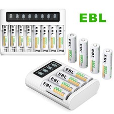 EBL AA AAA Battery Charger w/ 8 AA / 4 AA And 4 AAA NiMH Rechargeable Batteries